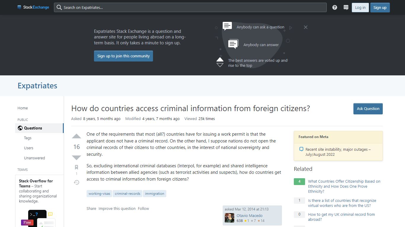 working visas - How do countries access criminal ...